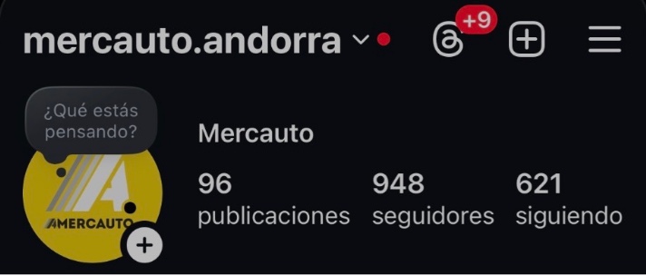 Perfil de Instagram de Mercauto con 948 seguidores al inicio