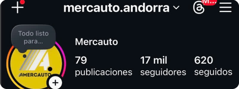 Instagram de Mercauto después de la estrategia, con 17 mil seguidores