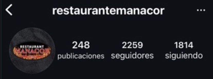 Perfil de Instagram de Restaurant Manacor antes de la gestión de XATET, con 2.259 seguidores
